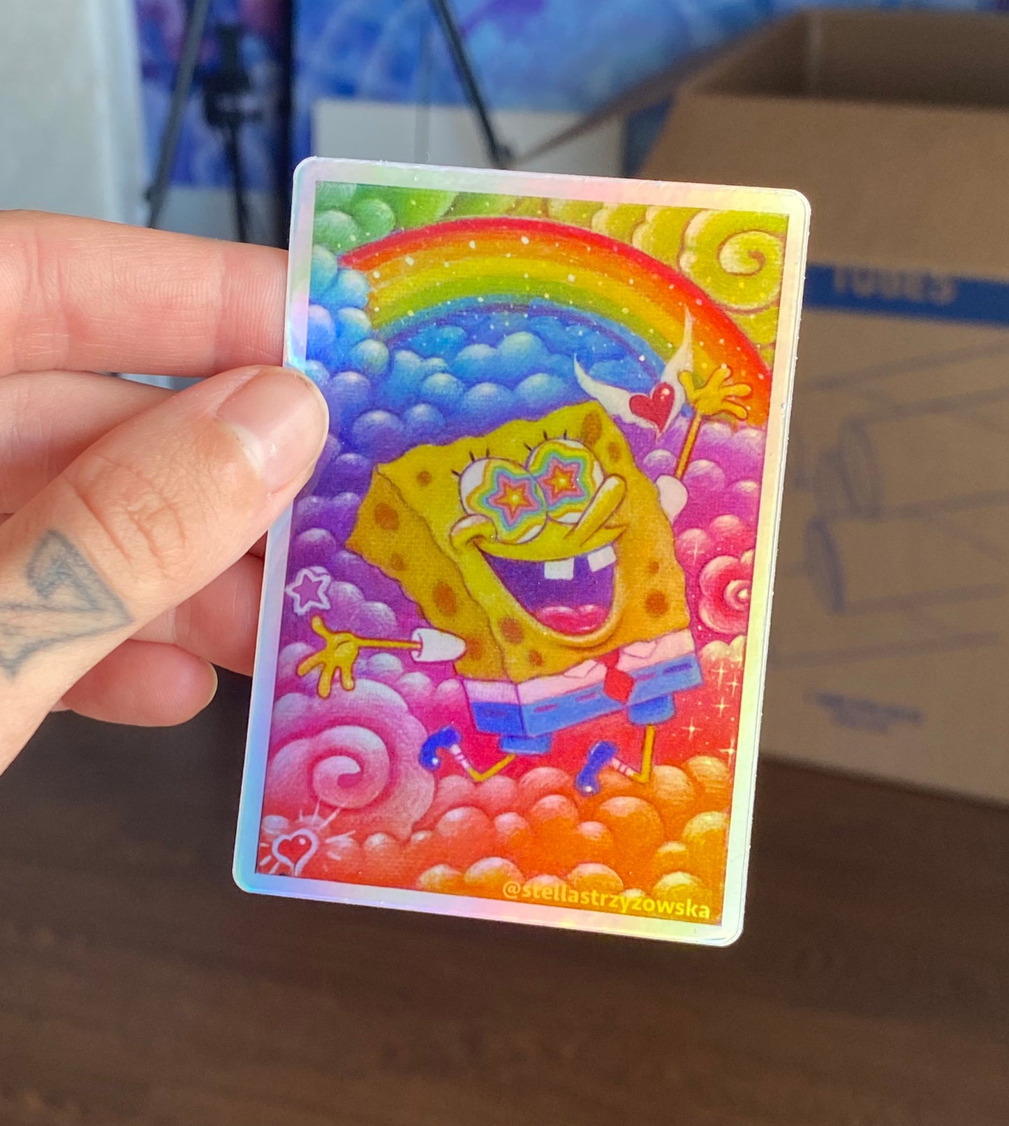 Trippy Bob Squarepants Holographic Sticker
